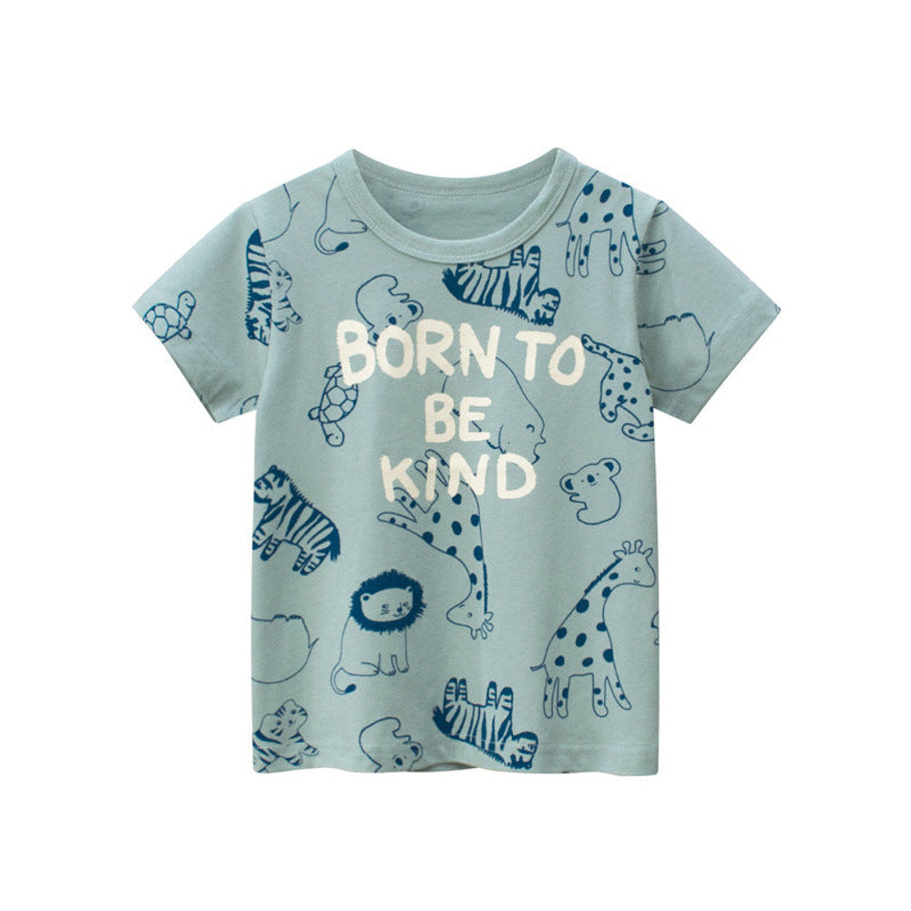 MyKids-USA® Baby Boy Animal Print O-Neck Short-Sleeved Lovely T-Shirt