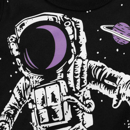 MyKids-USA® Baby Boy Astronaut Pattern Contrast Sleeved Design Long Sleeved Shirt