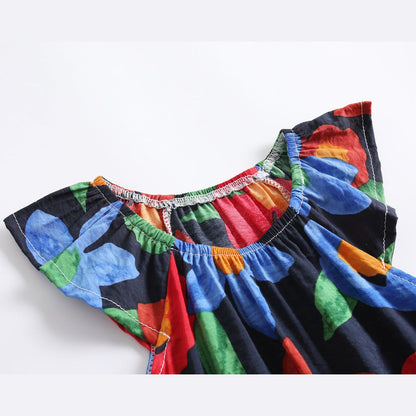 MyKids-USA® Baby Girl Floral Print Ruffle Design O-Neck bodysuit