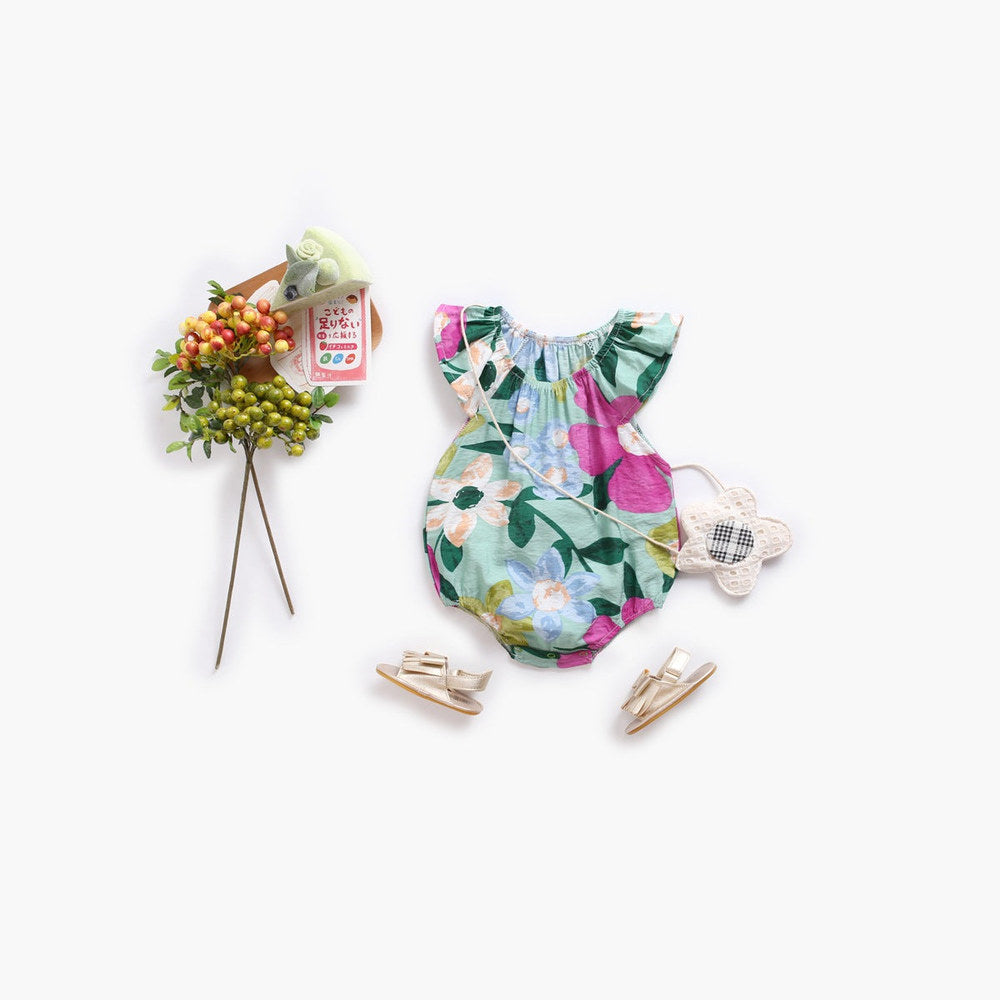 MyKids-USA® Baby Girl Floral Print Ruffle Design O-Neck bodysuit