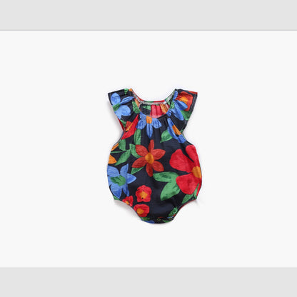 MyKids-USA® Baby Girl Floral Print Ruffle Design O-Neck bodysuit