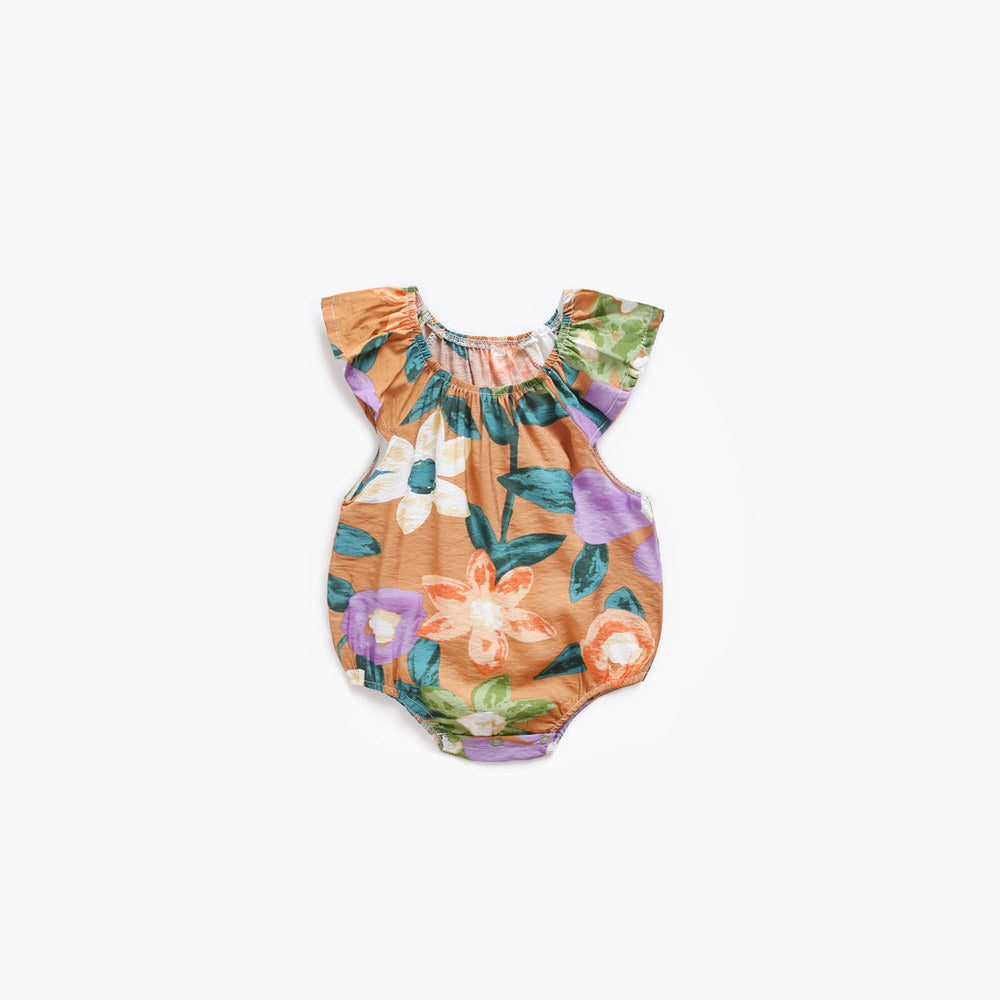 MyKids-USA® Baby Girl Floral Print Ruffle Design O-Neck bodysuit
