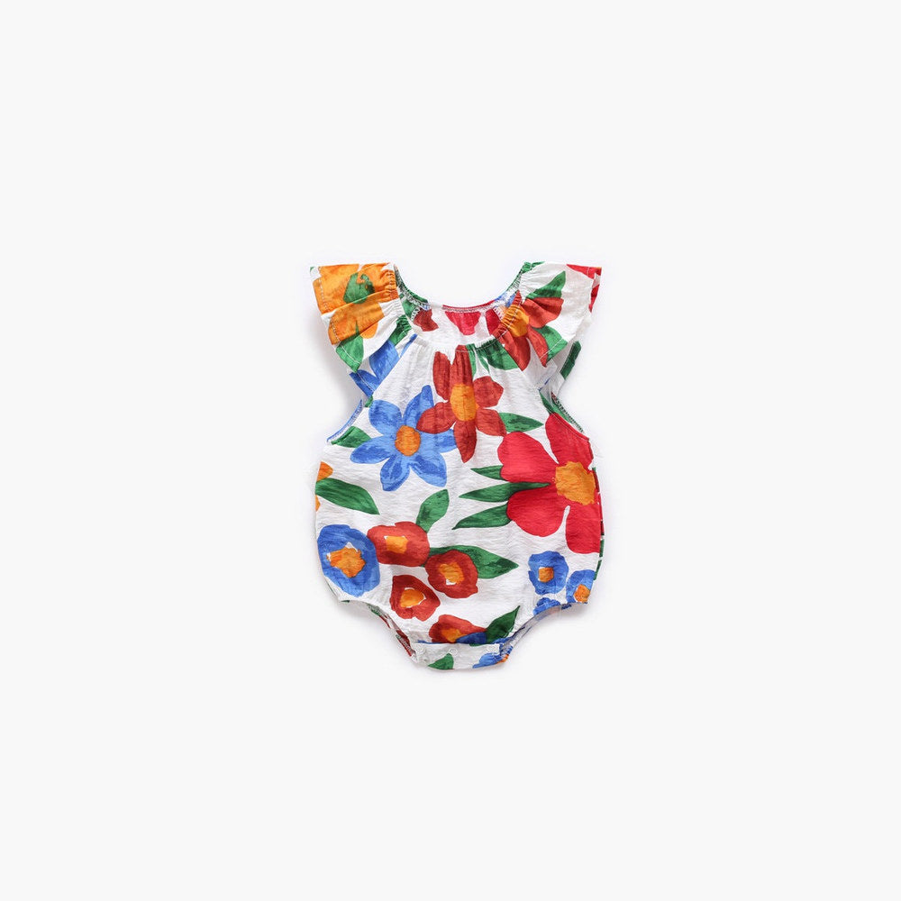 MyKids-USA® Baby Girl Floral Print Ruffle Design O-Neck bodysuit