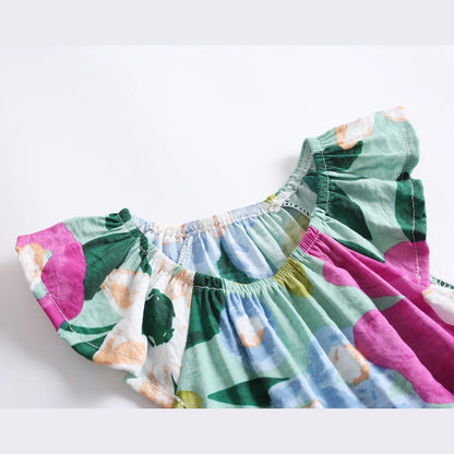 MyKids-USA® Baby Girl Floral Print Ruffle Design O-Neck bodysuit