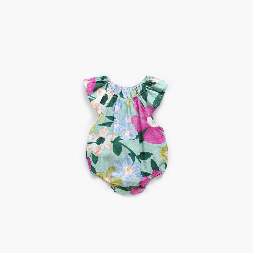 MyKids-USA® Baby Girl Floral Print Ruffle Design O-Neck bodysuit
