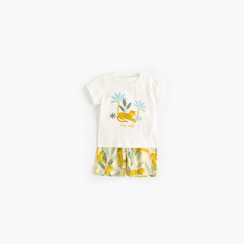 MyKids-USA® Baby Boy And Girl Animal Tiger Print Short Sleeved Top Combo Shorts Sets