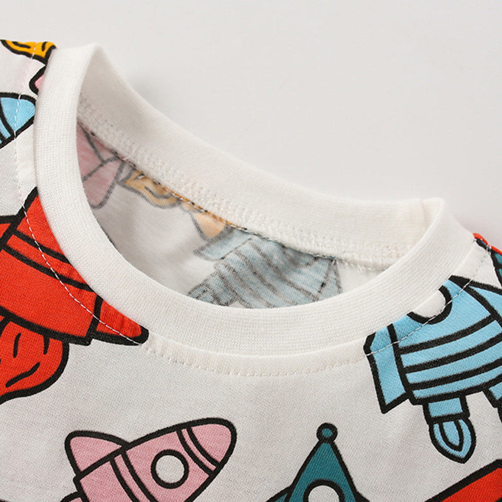 MyKids-USA® Baby Boy All Over Rocket Pattern Round Neck Tee