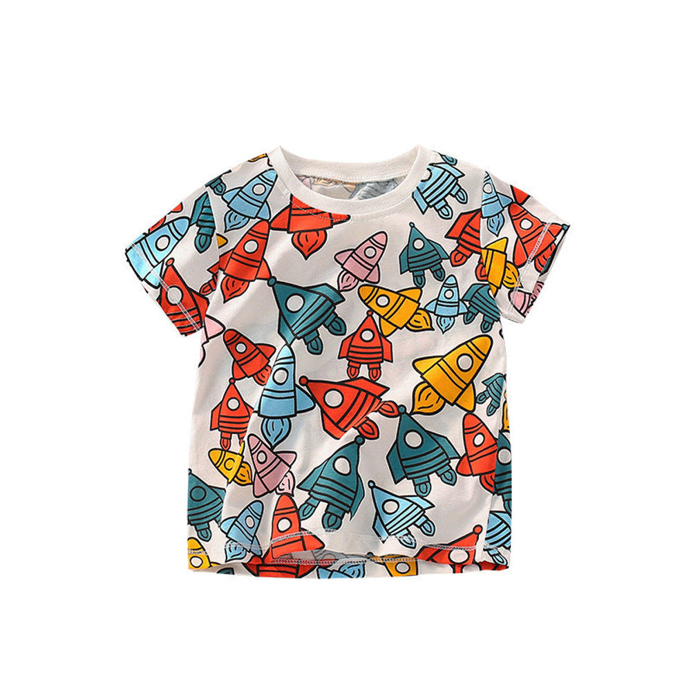 MyKids-USA® Baby Boy All Over Rocket Pattern Round Neck Tee