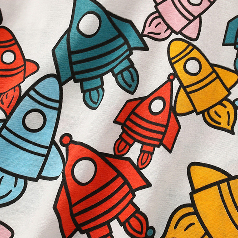 MyKids-USA® Baby Boy All Over Rocket Pattern Round Neck Tee