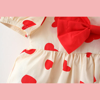 MyKids-USA® Baby Girl Polka Dot Graphic Bow Tie Princess Derss