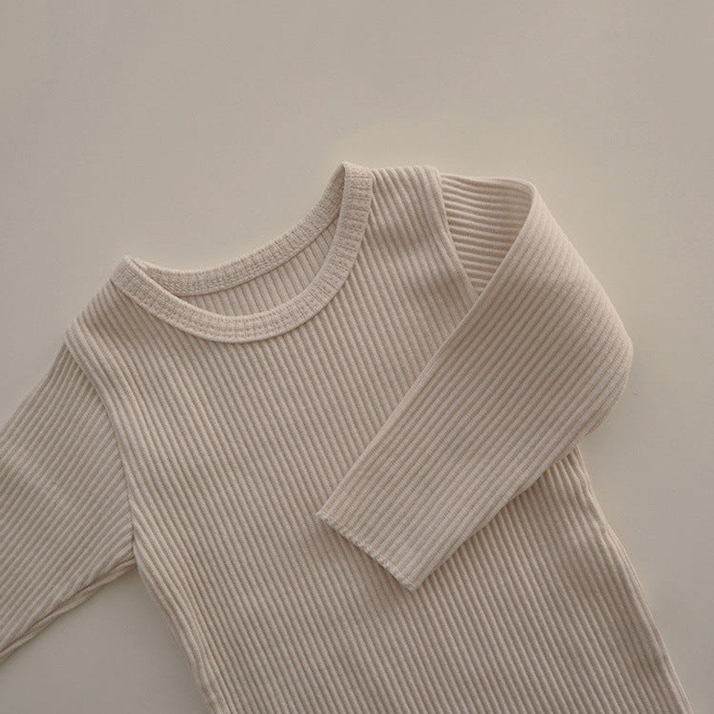 MyKids-USA® Baby Solid Color Pit Strip Fabric Long Sleeve Bodysuit