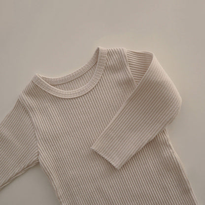 MyKids-USA® Baby Solid Color Pit Strip Fabric Long Sleeve Bodysuit