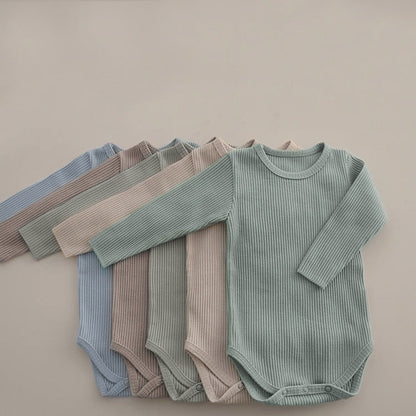 MyKids-USA® Baby Solid Color Pit Strip Fabric Long Sleeve Bodysuit