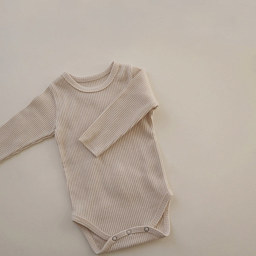 MyKids-USA® Baby Solid Color Pit Strip Fabric Long Sleeve Bodysuit
