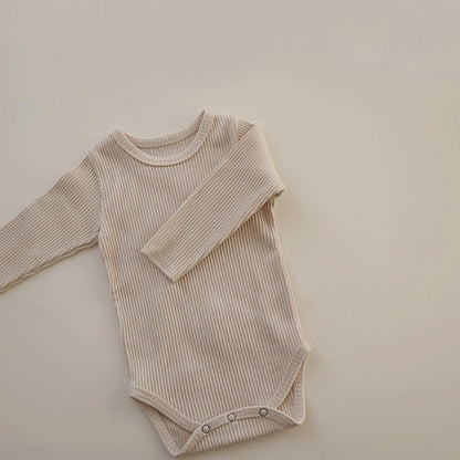 MyKids-USA® Baby Solid Color Pit Strip Fabric Long Sleeve Bodysuit