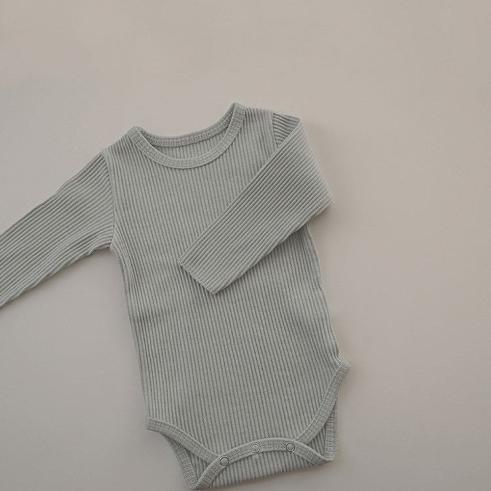 MyKids-USA® Baby Solid Color Pit Strip Fabric Long Sleeve Bodysuit