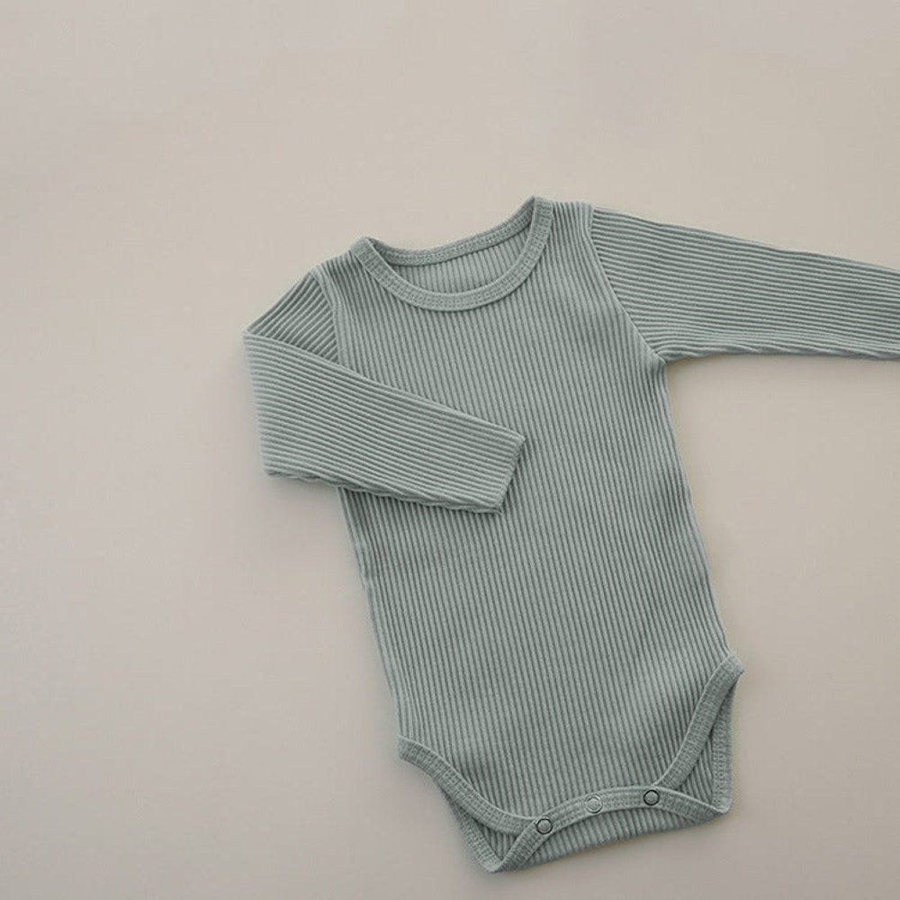 MyKids-USA® Baby Solid Color Pit Strip Fabric Long Sleeve Bodysuit