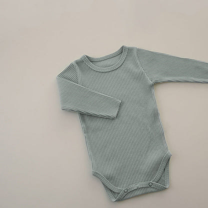 MyKids-USA® Baby Solid Color Pit Strip Fabric Long Sleeve Bodysuit