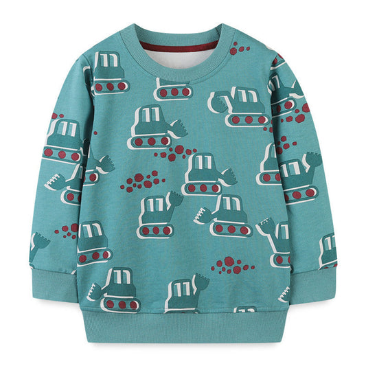 MyKids-USA® Baby Boy Cartoon Truck Graphic Western Style Pullover Long Sleeves Hoodies