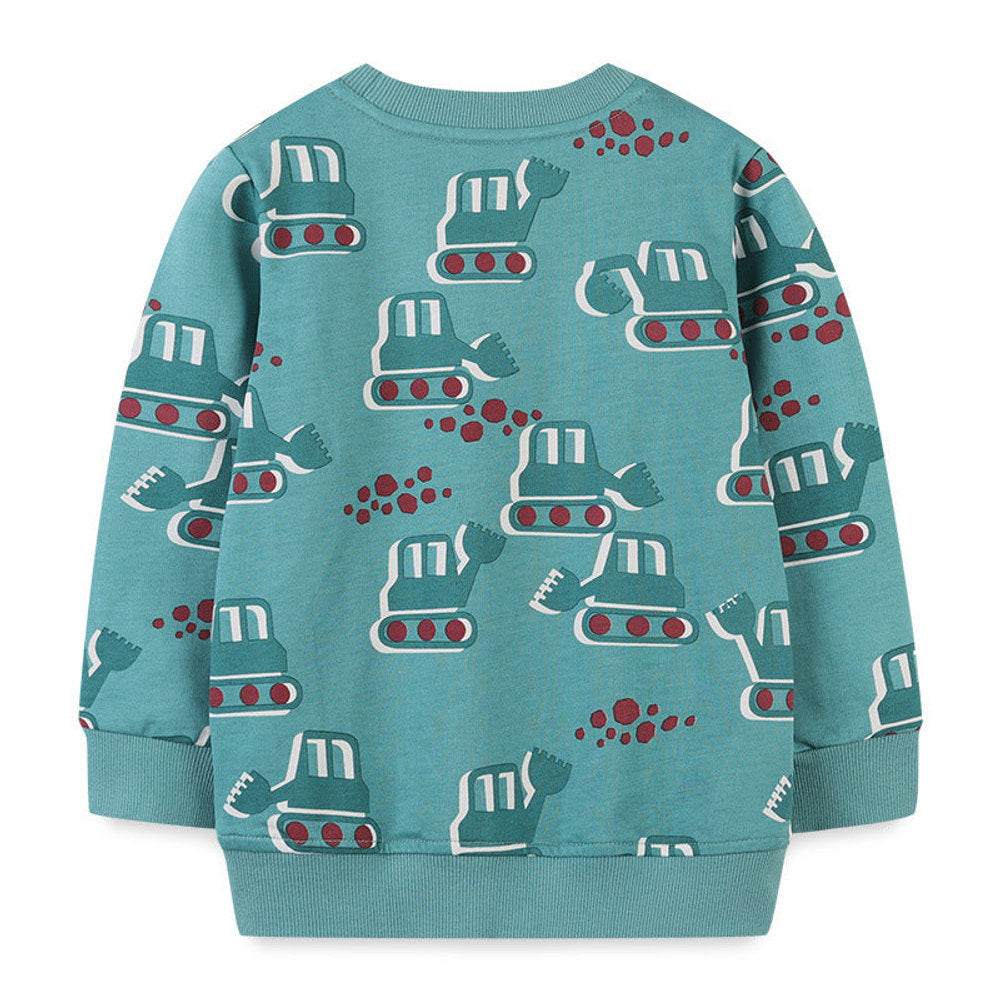 MyKids-USA® Baby Boy Cartoon Truck Graphic Western Style Pullover Long Sleeves Hoodies