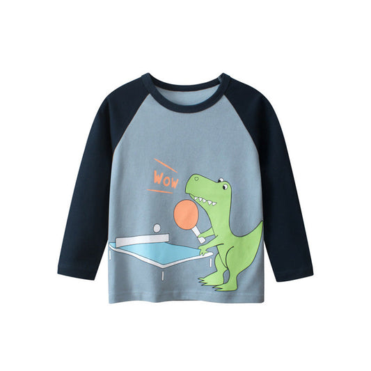 MyKids-USA® Baby Boy Cartoon Dinosaur Pattern Colorblock Design Shirt