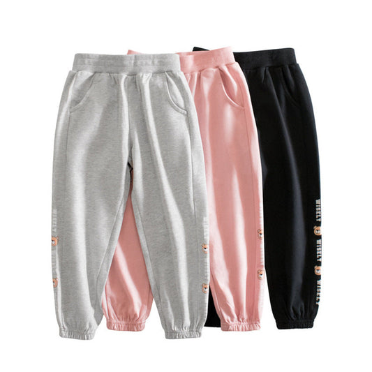MyKids-USA® Baby Solid Color Side Cartoon Print Design Thin Style Pants