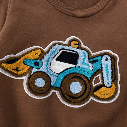 MyKids-USA® Baby Boy Excavator Pattern Long Sleeve Quality Fashion Hoodie