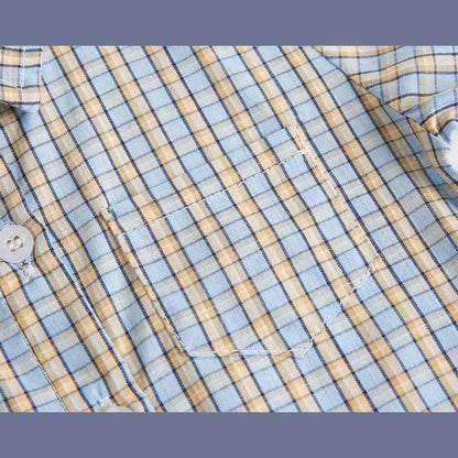 MyKids-USA® Baby Boy Plaid Pattern Single Breasted Design Polo-Neck Shirt Combo Shorts