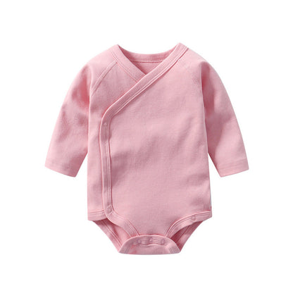 MyKids-USA® Baby Multi Color Bias Placket With Slanting Button Long Sleeve bodysuit