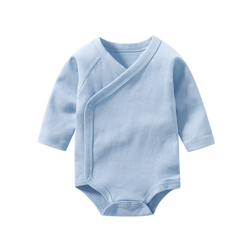 MyKids-USA® Baby Multi Color Bias Placket With Slanting Button Long Sleeve bodysuit