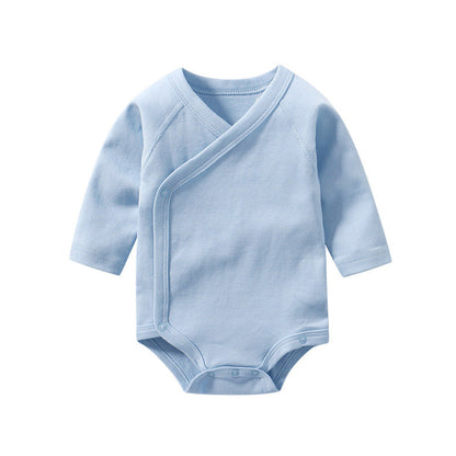MyKids-USA® Baby Multi Color Bias Placket With Slanting Button Long Sleeve bodysuit