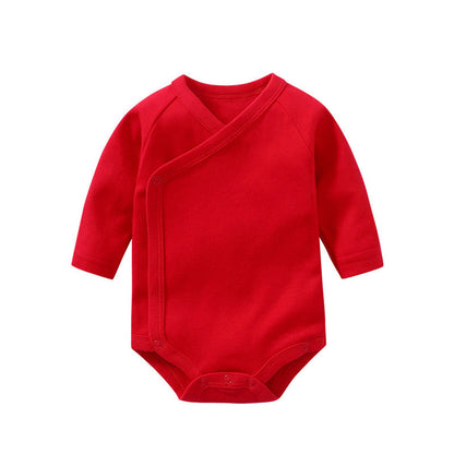 MyKids-USA® Baby Multi Color Bias Placket With Slanting Button Long Sleeve bodysuit