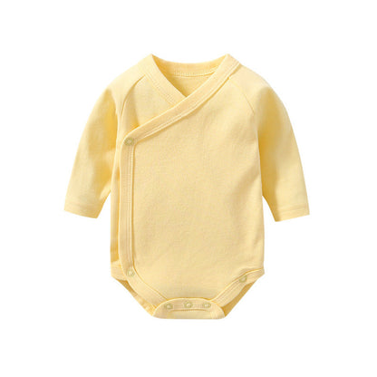 MyKids-USA® Baby Multi Color Bias Placket With Slanting Button Long Sleeve bodysuit