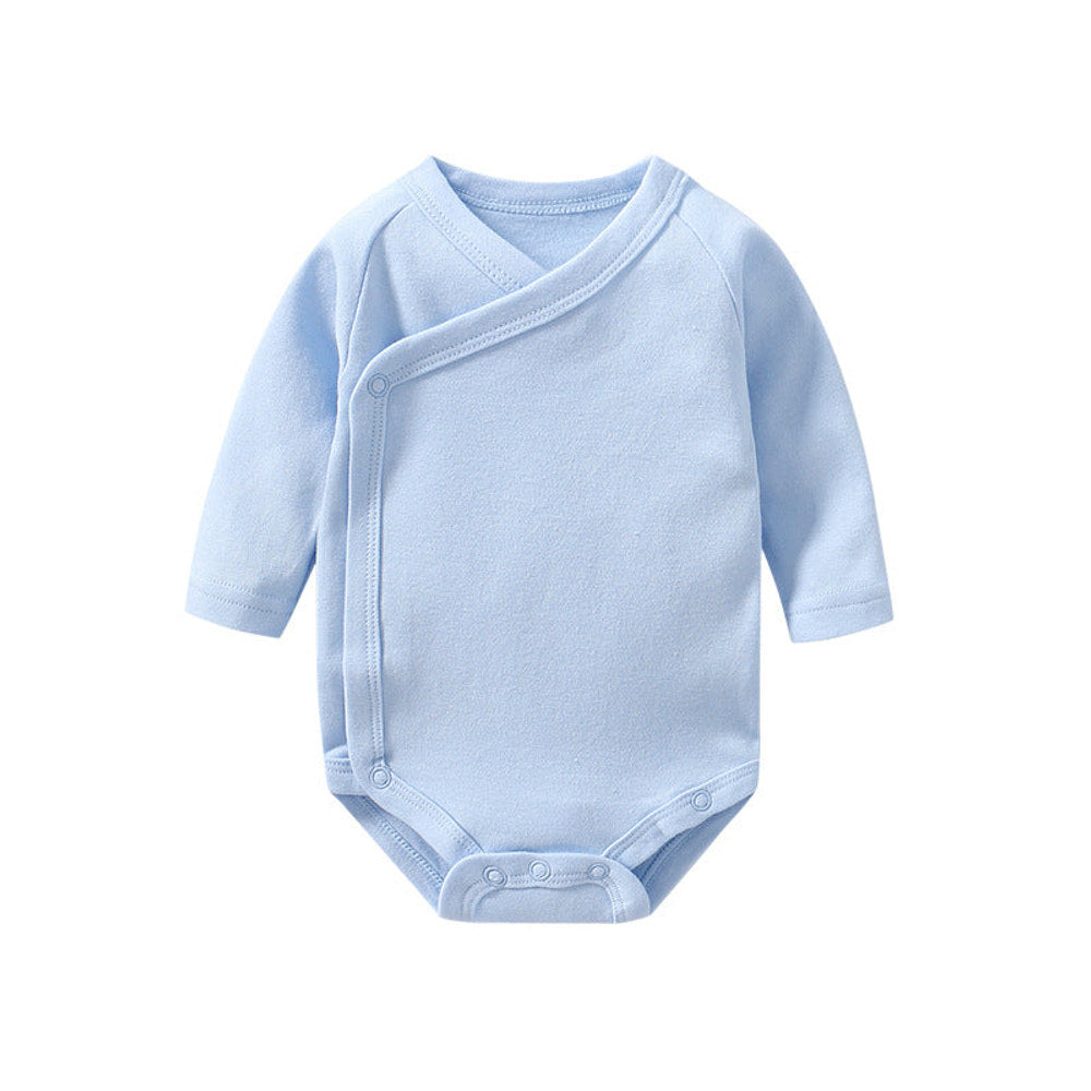 MyKids-USA® Baby Multi Color Bias Placket With Slanting Button Long Sleeve bodysuit