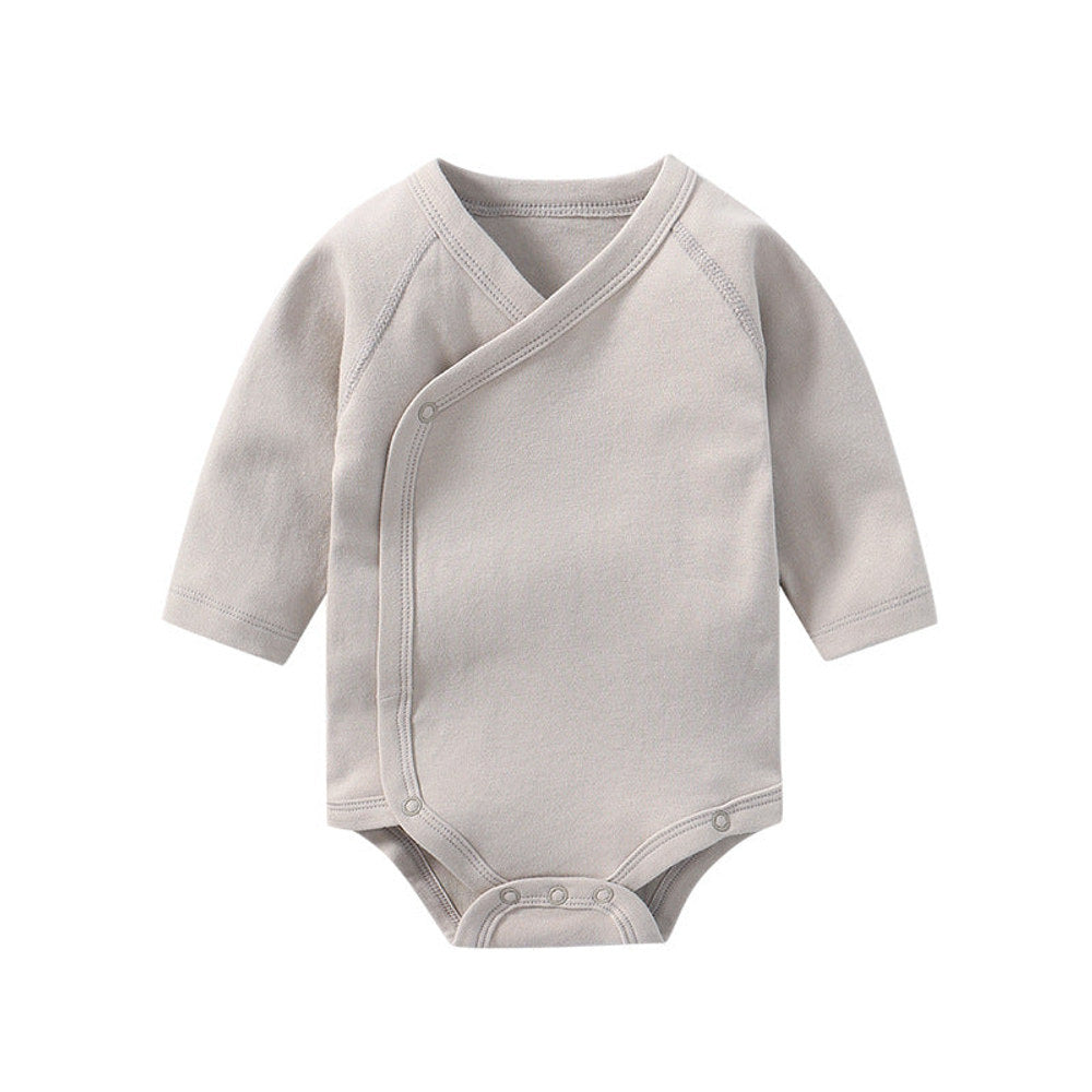 MyKids-USA® Baby Multi Color Bias Placket With Slanting Button Long Sleeve bodysuit