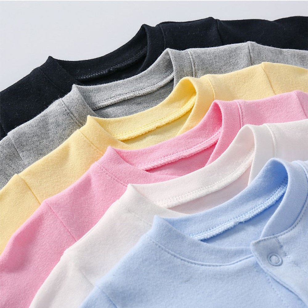 MyKids-USA® Baby Solid Color Single Breasted Design Long Sleeve Spring Rompers