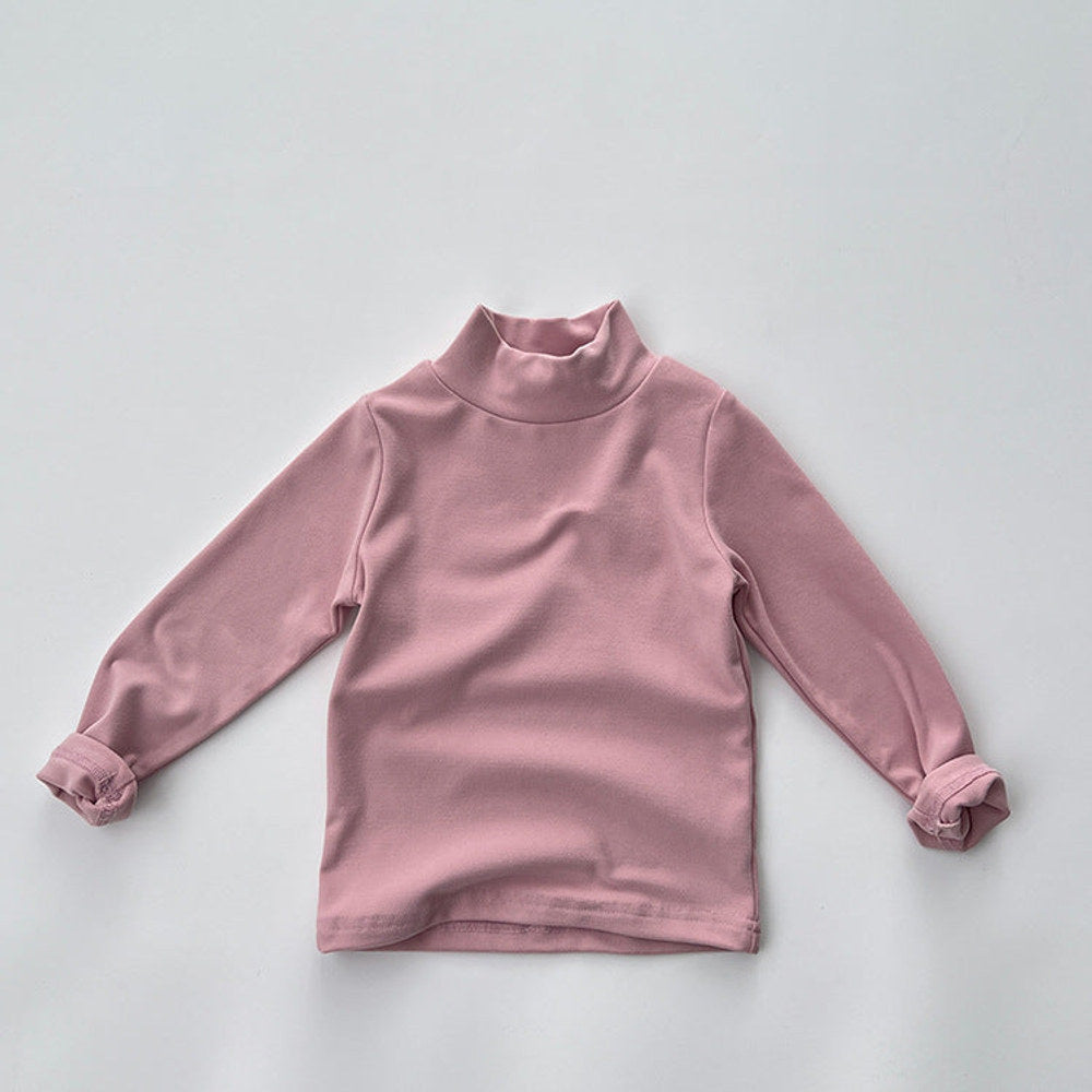 MyKids-USA® Baby Solid Color High Neck Long Sleeve Pullover Shirt Tops