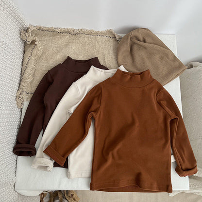 MyKids-USA® Baby Solid Color High Neck Long Sleeve Pullover Shirt Tops
