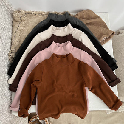 MyKids-USA® Baby Solid Color High Neck Long Sleeve Pullover Shirt Tops