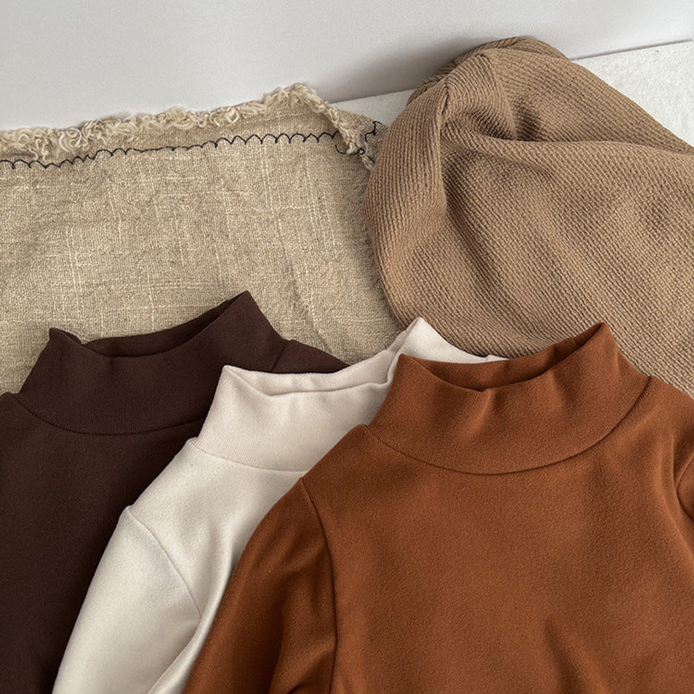 MyKids-USA® Baby Solid Color High Neck Long Sleeve Pullover Shirt Tops
