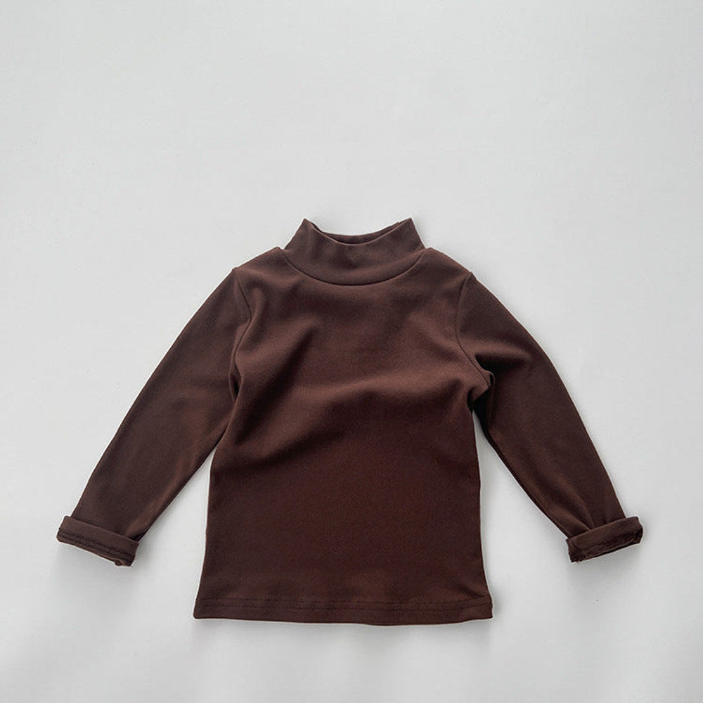 MyKids-USA® Baby Solid Color High Neck Long Sleeve Pullover Shirt Tops