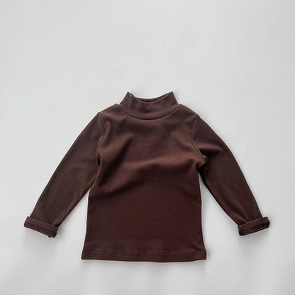 MyKids-USA® Baby Solid Color High Neck Long Sleeve Pullover Shirt Tops