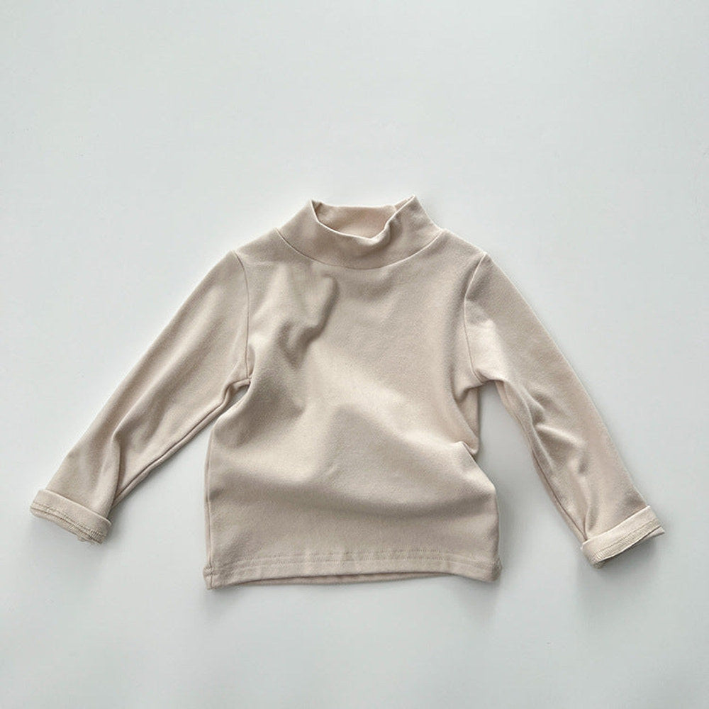 MyKids-USA® Baby Solid Color High Neck Long Sleeve Pullover Shirt Tops