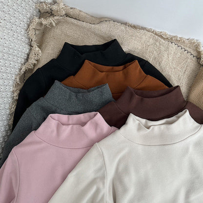 MyKids-USA® Baby Solid Color High Neck Long Sleeve Pullover Shirt Tops