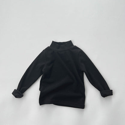 MyKids-USA® Baby Solid Color High Neck Long Sleeve Pullover Shirt Tops