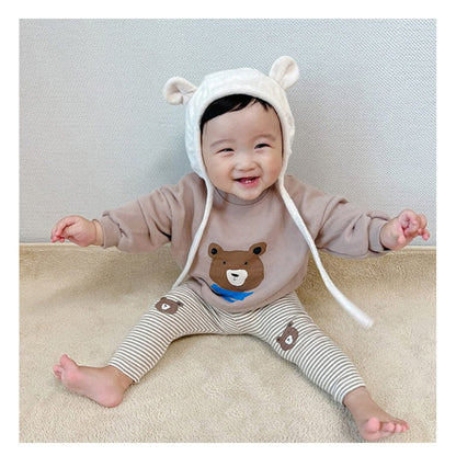 MyKids-USA® Baby Cartoon Bear Pattern Solid Color Or Striped Design Cotton Pants