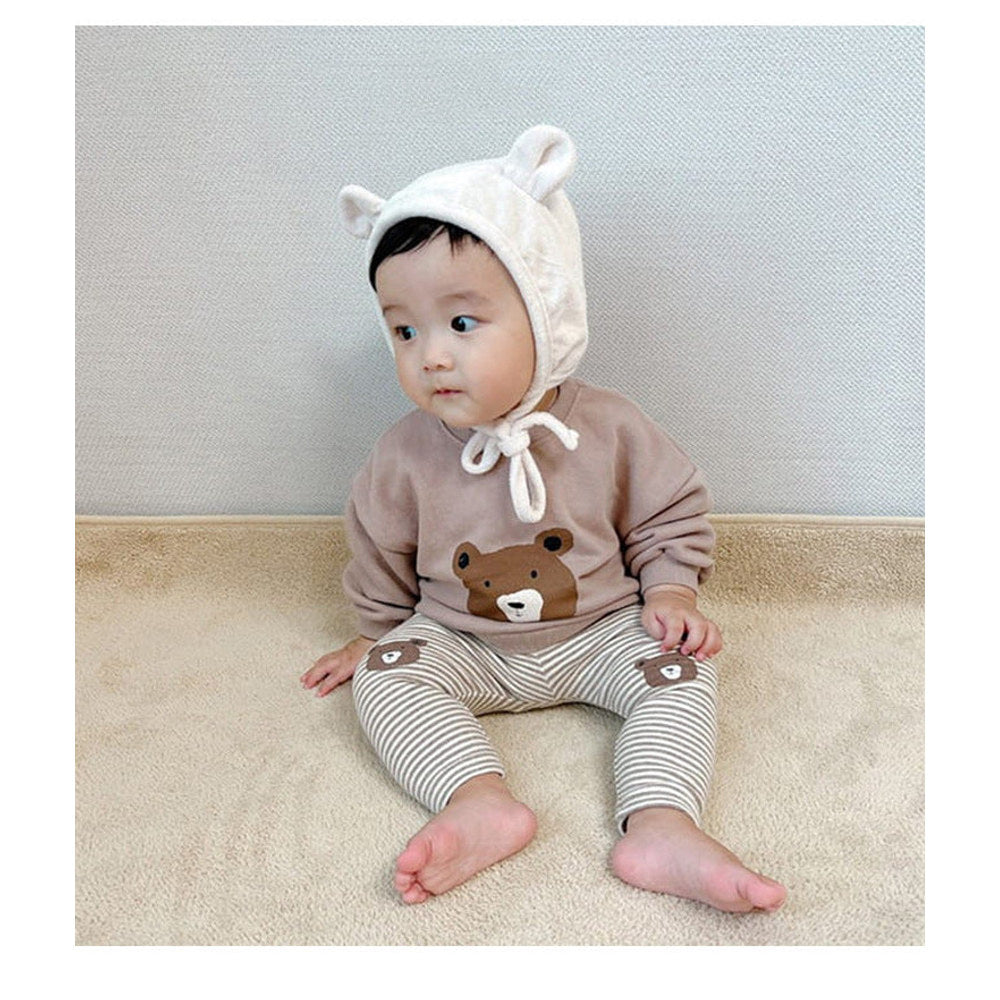 MyKids-USA® Baby Cartoon Bear Pattern Solid Color Or Striped Design Cotton Pants