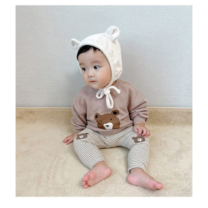MyKids-USA® Baby Cartoon Bear Pattern Solid Color Or Striped Design Cotton Pants