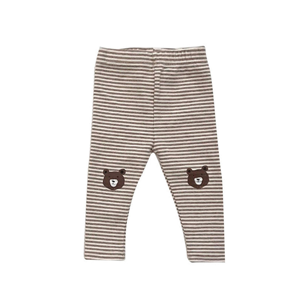 MyKids-USA® Baby Cartoon Bear Pattern Solid Color Or Striped Design Cotton Pants