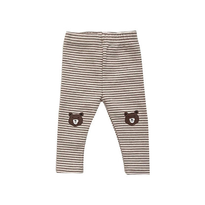 MyKids-USA® Baby Cartoon Bear Pattern Solid Color Or Striped Design Cotton Pants